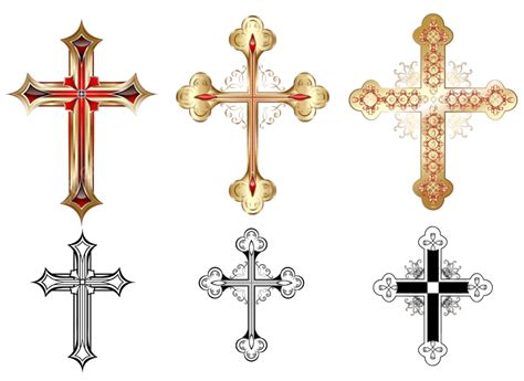 Three Crosses Silhouette Vector Png Three Gold Cross Decorated With