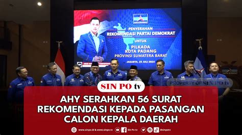 Ahy Serahkan Surat Rekomendasi Kepada Pasangan Calon Kepala Daerah