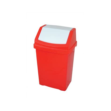 L Plastic Swing Top Bin Red Pro Catering Equipment