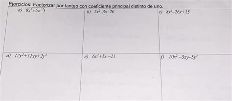 ayúdame con mi tarea que no entendíEjercicios Factorizar por tanteo