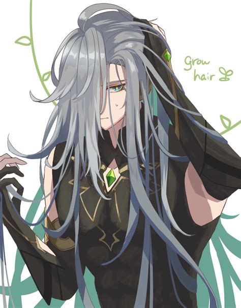 Safebooru 1boy Alhaitham Genshin Impact Alternate Hair Length Alternate Hairstyle Aqua Hair