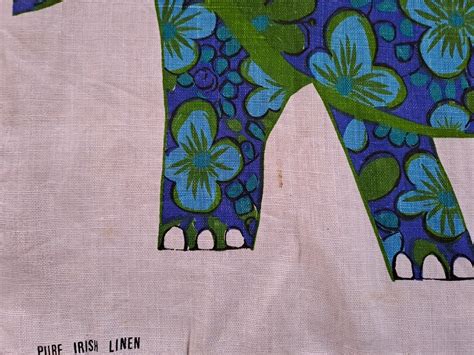 Vintage Oxfam Elephant Irish Linen Teatowel Designed By Belinda Lyon Ebay