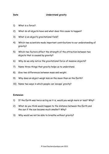 Gravity Lesson Plan Explanation Text And Worksheets Teaching Resources