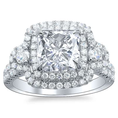 Double Halo Princess Cut Engagement Rings Diamond Mansion