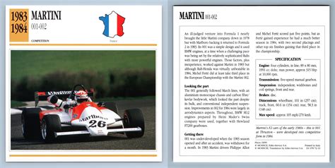 Martini 001 002 1983 84 Competition Collectors Club Card