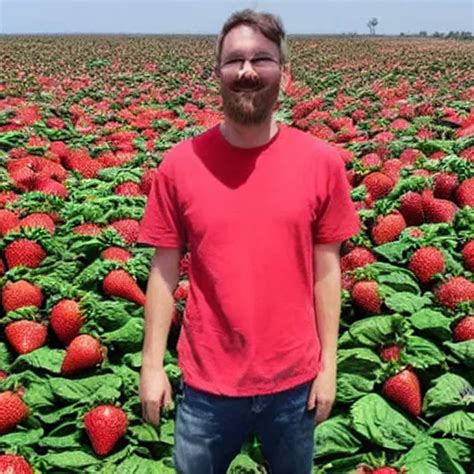 Man Stand In Front Of World S Largest Strawberry Stable Diffusion