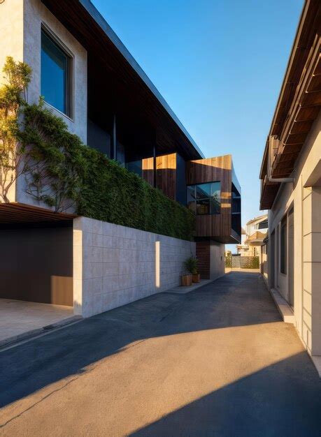 Premium Photo | Modern house exterior design photography in street