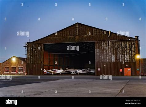 Aircraft Hangar At Manchester Barton Aerodrome City Airport