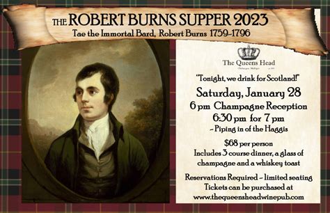 Robert Burns Supper 2023 The Queens Head Wine Pub