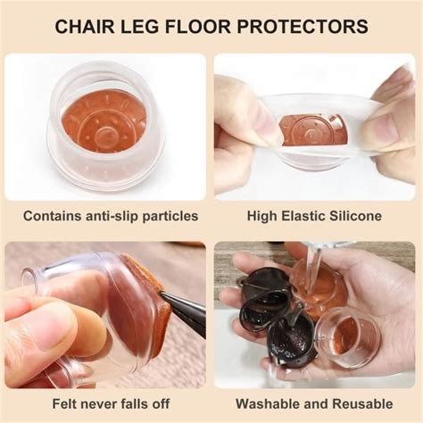 24 PCS Protection Pied De Chaise Silicone Chaise Casquettes Pieds Avec