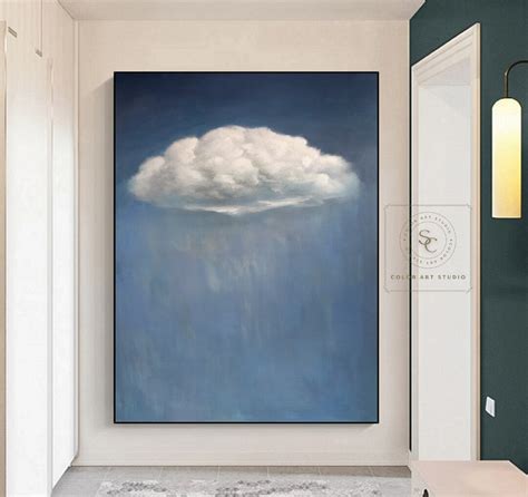 White Cloud Wall Art Large Blue Abstract Painting Cloud Abstract ...