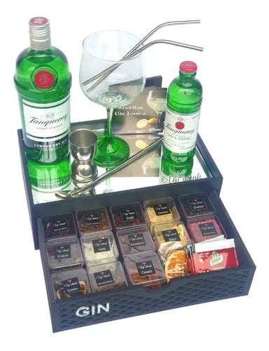 Kit Gin Tanqueray Caixa Espelhada C Gaveta 14 Especiarias Escorrega