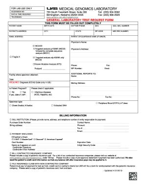 Fillable Online Uab General Laboratory Test Request Form This Form Must