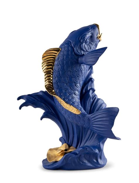 Koi Sculpture Blue Gold Limited Edition Lladro Usa