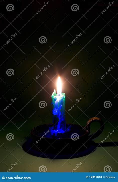 Blazing Candle On Green Background Stock Photo Image Of Decoration