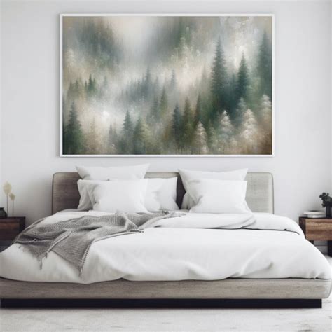 Foggy Forest Painting Digital Download, Fog Trees Landscape Print ...