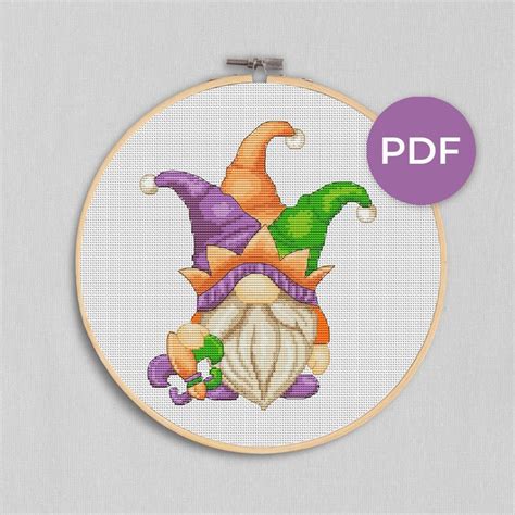 Mardi Gras Cross Stitch Carnival Cross Stitch Gnomes Cross Stitch