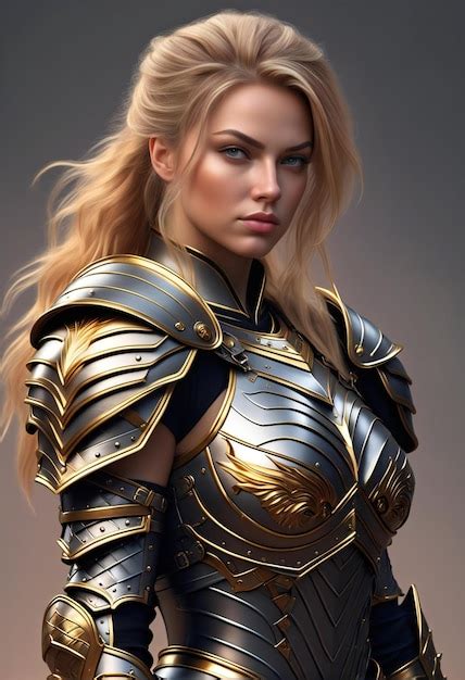 Premium Photo Illustration Of A Female Knight In Armor Conceptual