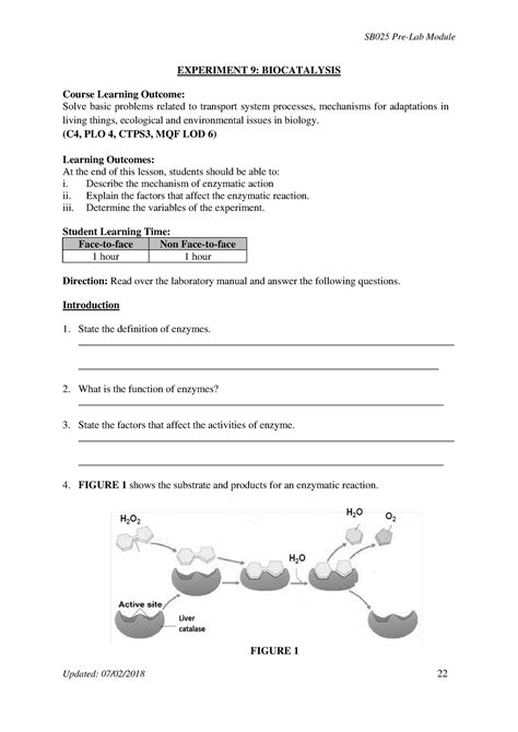 Expt Pre Lab Biocatalysis Sb Pre Lab Module Updated