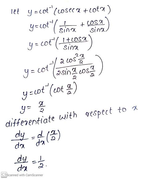 Differentiate Each Of The Following W R T X Cot 1 Text Cosec X Cot X