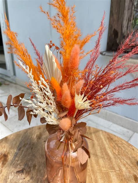 Orange Dry Flower Bouquet Fall Dried Flowers Fall Home Decor And Ts