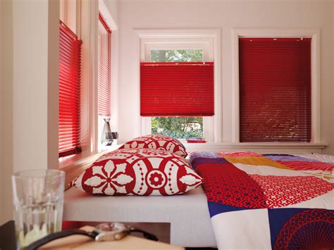 Contemporary bedroom venetian blinds in dark coral from Apollo Blinds ...