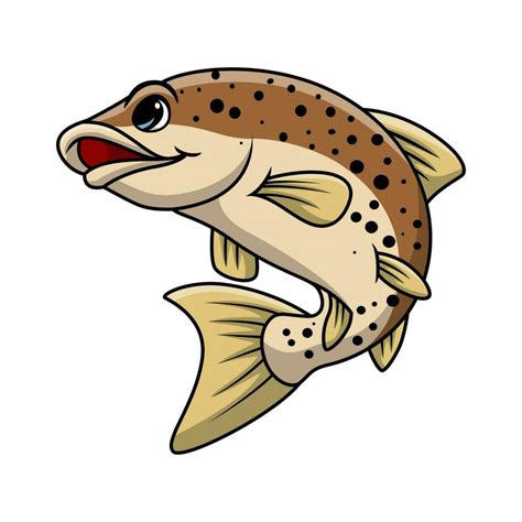 Cute Salmon Fish Cartoon On White Background Vector Art At