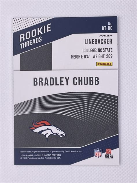 Donruss Optic Rookie Threads Red And Yellow Bradley Chubb Rt Bc