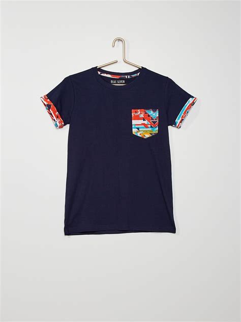 T Shirt Poche Poitrine Bleu Marine Kiabi