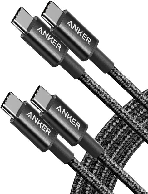 2 Pack Anker New Nylon 60w Usb C Pd Charging Cable For Laptop Tablet 6ft [black]