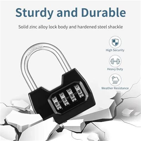 Combination Lock Digit Locker Lock Outdoor Waterproof Padlock Black