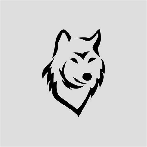 Logotipo De Cabeza De Lobo De Silueta Simple Vector Premium