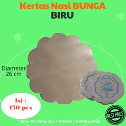 Jual Kertas Nasi Bunga Tiga Ring Biru Isi Lembar Kertas Bungkus