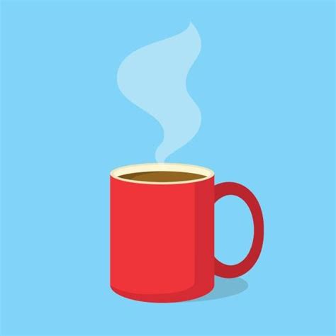 Red Coffee Mug With Steam In Flat Design Style Vector Illustration