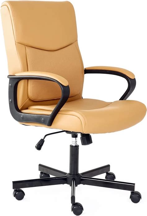 Buy Hoxne Mid Back Office Chair Adjustable Khaki Pu Leather Executive