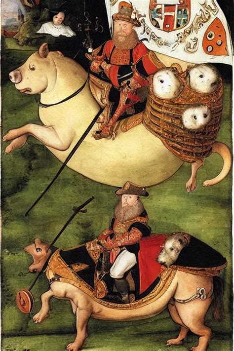 Henry VIII Riding A Giant Hamster Into Battle Water Stable Diffusion