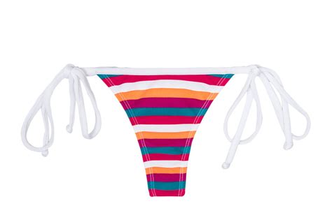 Mehrfarbig Gestreifter Bade String Calcinha Cavalo Marinho Bikini