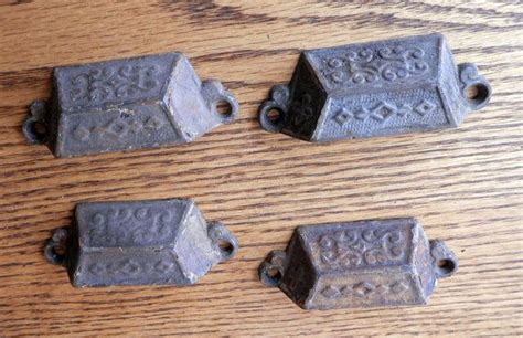 Set Of Original Cast Iron Bin Pulls Pat Aug Antique Etsy