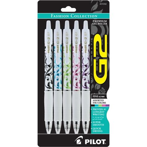 Pilot G2 White Barrel Fashion Collection Gel Pen Fine Point 07mm