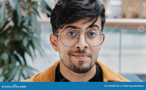 Male Portrait Headshot Young Positive Handsome Happy Indian Guy Looking