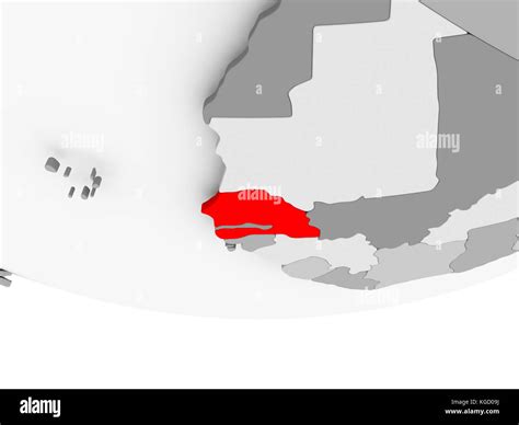 Senegal In Red On Grey Political Globe D Illustration Stock Photo Alamy