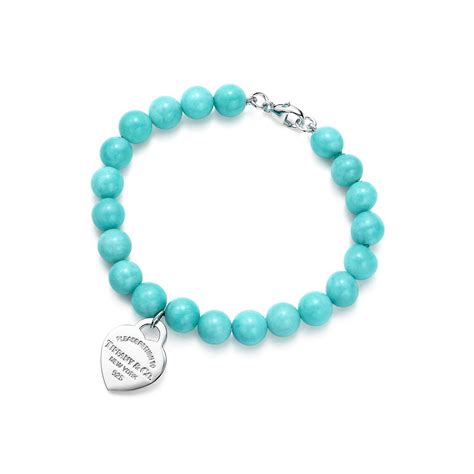 Return to Tiffany™ Heart Tag Bead Bracelet in Silver with Amazonite, 8 ...