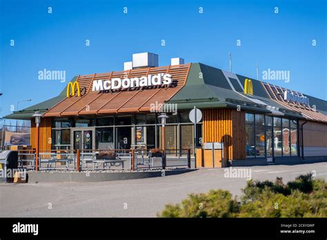 McDonalds restaurant exterior. View of the fast food restaurant on ...