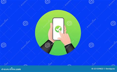 Hands Holding Smartphones With Checkmarks Set Tick And Cross Check