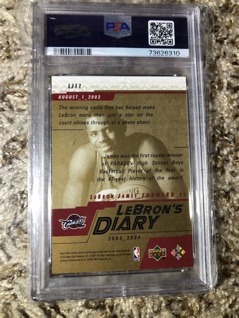 Lebron James RC 2003 04 Upper Deck UD Lebron S Diary LJ11 Rookie PSA 9