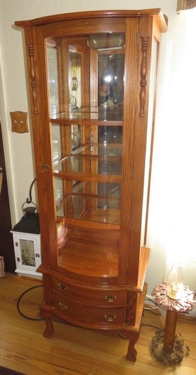 Solid Oak Lighted Curio Cabinet Perfect Conditio Live And Online Auctions On