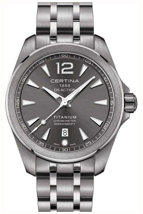 Certina Men S Ds Action Watch Grey Dial Titanium Bracelet