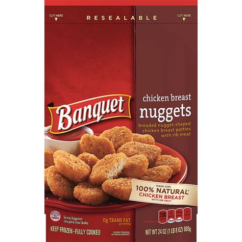 BANQUET Chicken Breast Nuggets Made With 100% Natural* White Meat Chicken, 24 oz. | Chicken ...