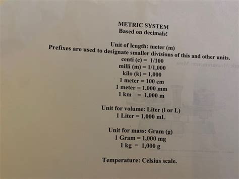 Metric System Flashcards Quizlet