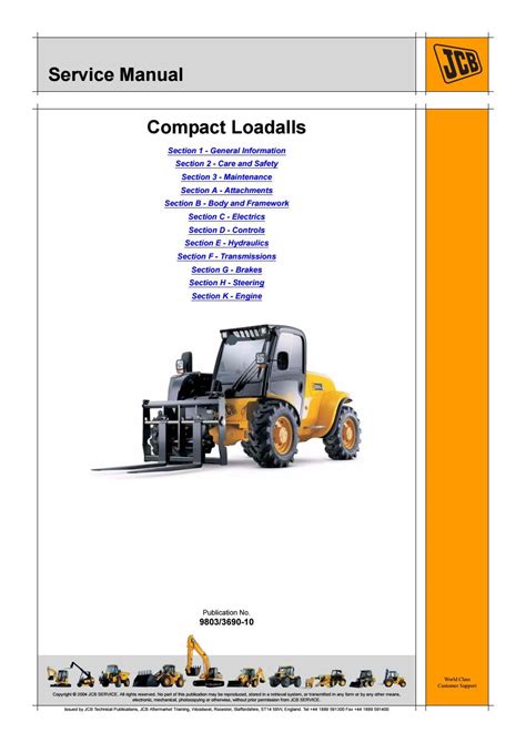 Jcb Telescopic Handler Service Repair Manual Sn Onwards